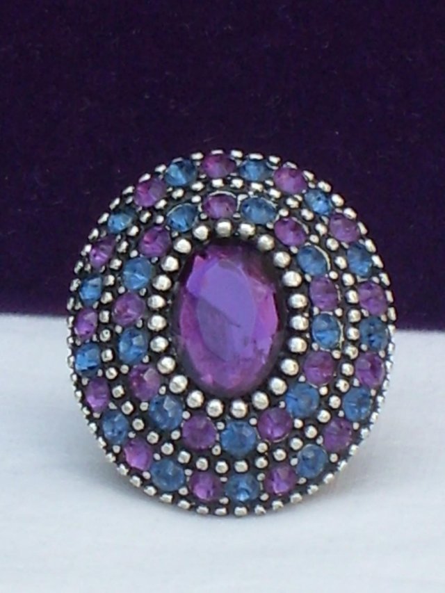 Image 2 of Costume Ring With Turquoise/Purple Stones