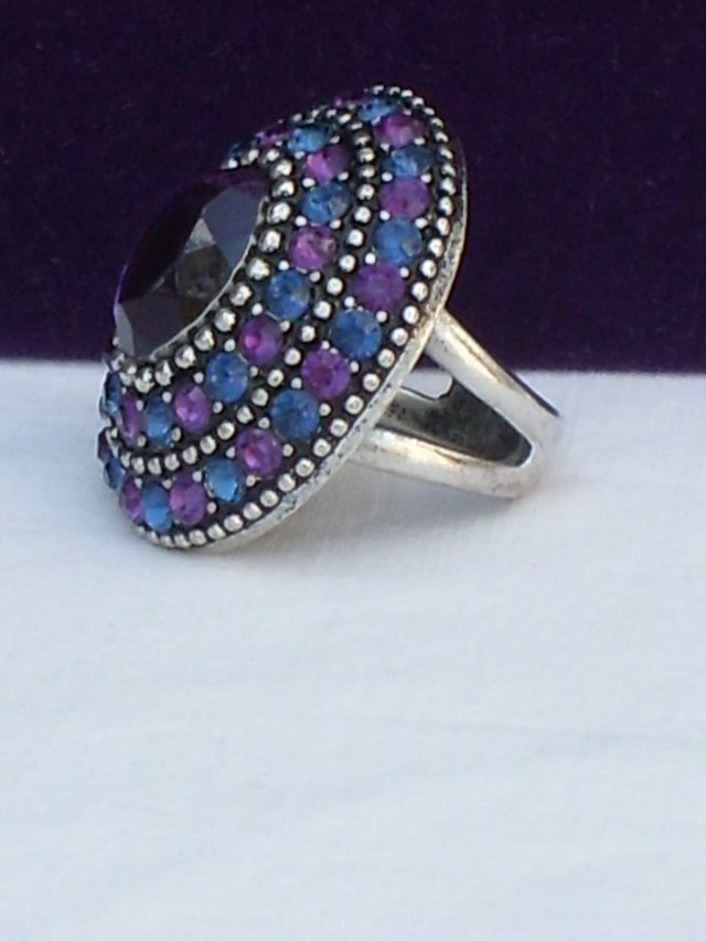 Image 3 of Costume Ring With Turquoise/Purple Stones