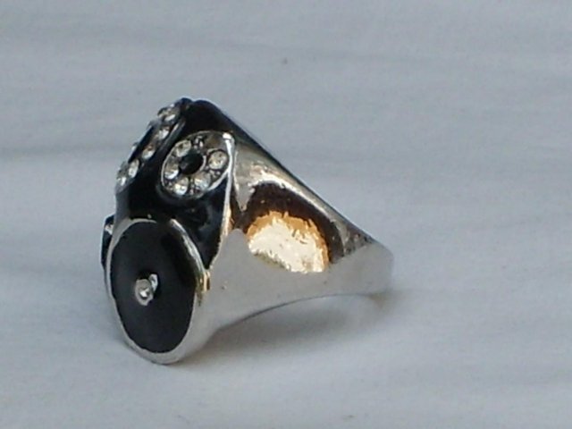 Image 3 of Costume Ring - Black Enamel & Diamante NEW!