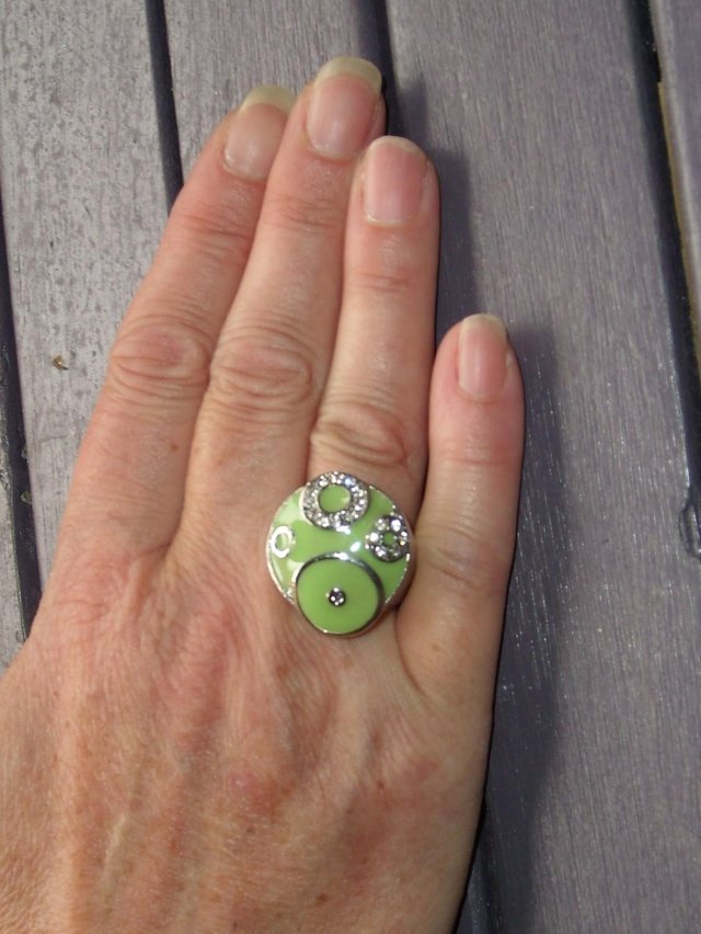 Preview of the first image of Costume Ring – Green Enamel & Diamante NEW!.