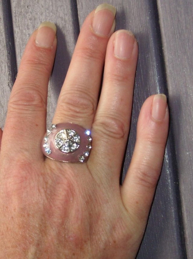 Preview of the first image of Costume Ring – Pink Enamel & Diamante NEW!.