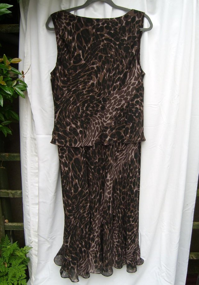 Image 2 of COUNTRY CASUALS Brown Silk Maxi Dress – Size 18