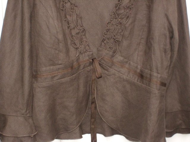 Image 3 of JOHN ROCHA Brown Linen Jacket/Top – Size 16