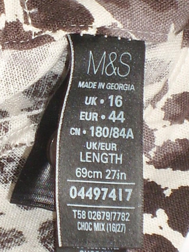 Image 3 of M&S CLASSIC Brown & White Skirt – Size 16