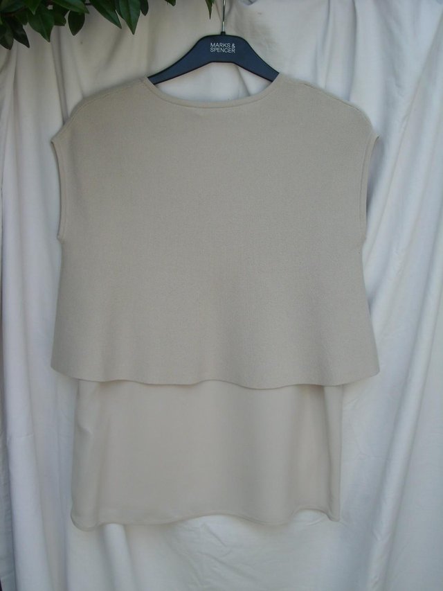 Image 3 of MAX MARA WEEKEND Cream Double Layer Top – Size 8-10 (S)
