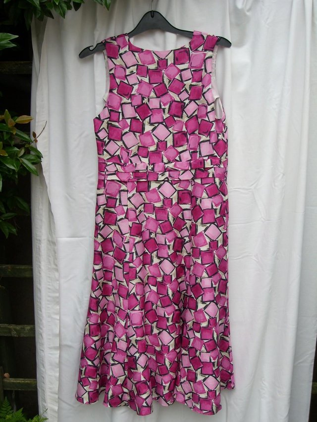 Image 3 of MINUET For KALIKO Pink Print Tea Dress– Size 8
