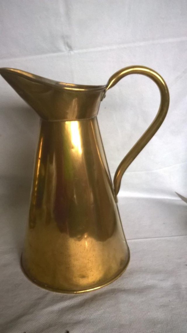 Image 2 of Brass  Water Jugs x2  Large 24 cm approx as you can see from