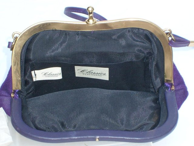 Image 3 of DEBENHAMS Vintage Purple Suede Snap Top Handbag