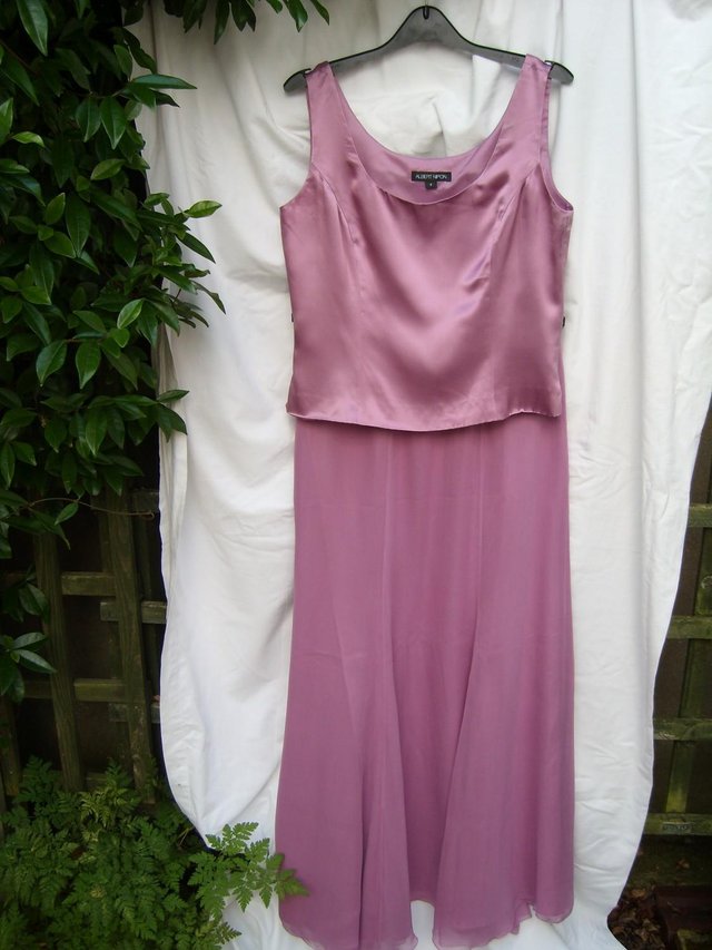 Preview of the first image of ALBERT NIPON Dusky Pink Top & Skirt–Size 8.