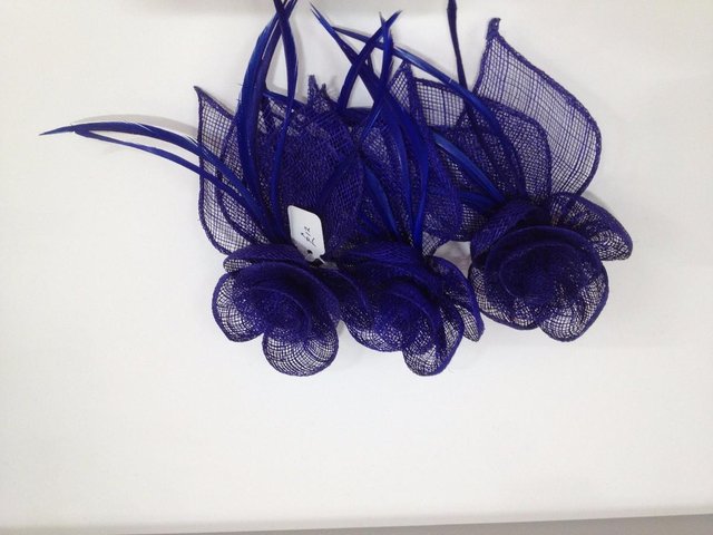 Image 2 of Fascinators midnight blue with clip or brooch fastening