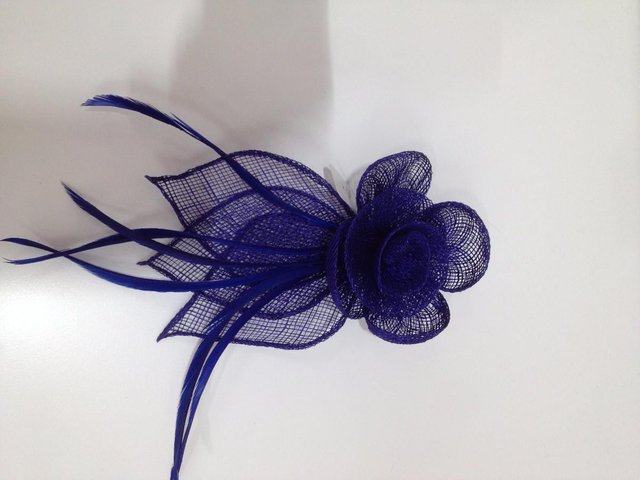 Image 3 of Fascinators midnight blue with clip or brooch fastening