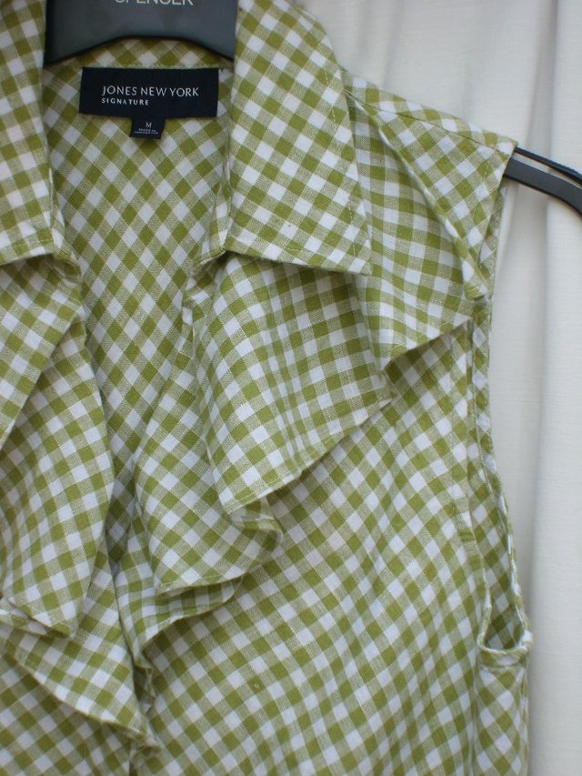 Image 2 of JONES NEW YORK Linen Ruffle Shirt Top –Size 12 (M)