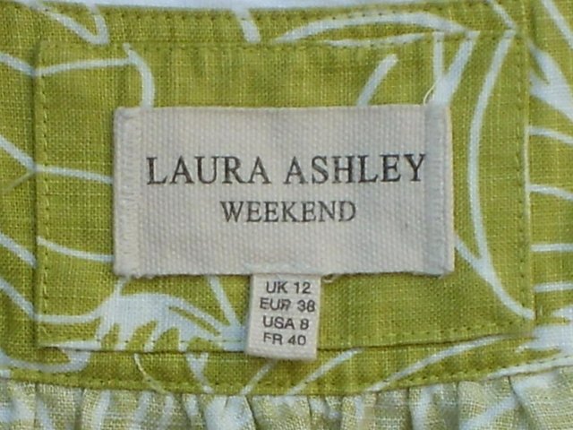Image 2 of LAURA ASHLEY Lime Green Linen Top – Size 12