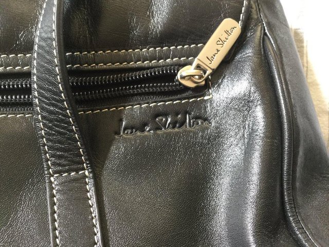 Image 3 of JANE SHILTON Jet Black Leather Grab Bag, As New.