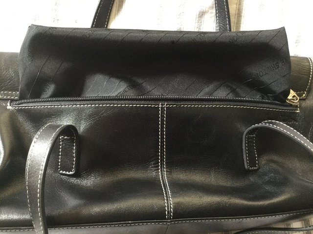 Image 6 of JANE SHILTON Jet Black Leather Grab Bag, As New.