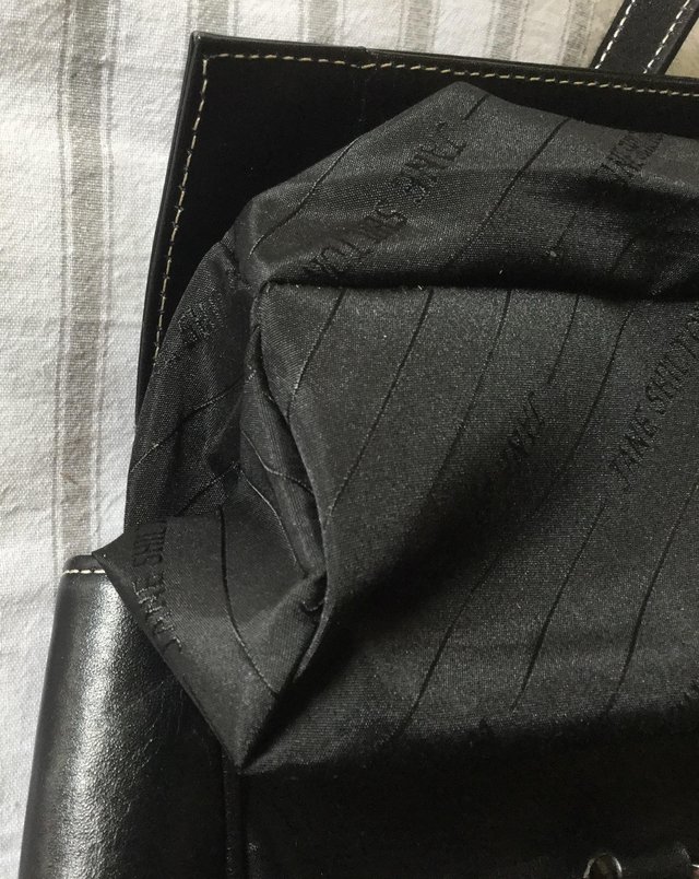 Image 9 of JANE SHILTON Jet Black Leather Grab Bag, As New.
