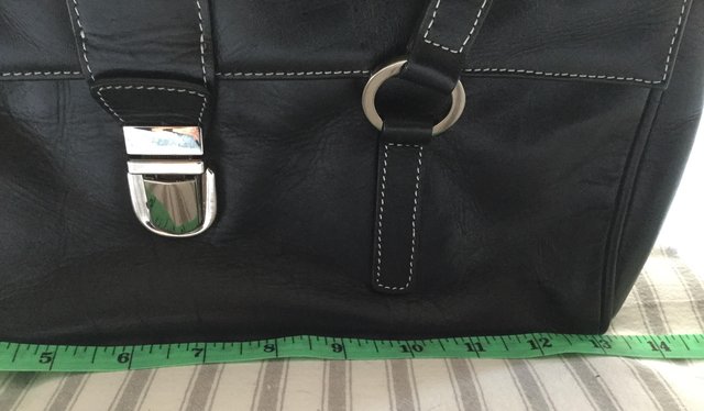 Image 10 of JANE SHILTON Jet Black Leather Grab Bag, As New.