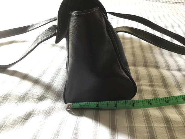Image 13 of JANE SHILTON Jet Black Leather Grab Bag, As New.