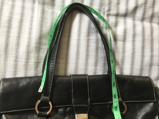 Image 16 of JANE SHILTON Jet Black Leather Grab Bag, As New.