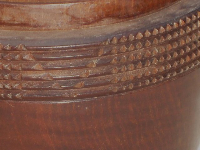 Image 3 of Vintage Turned & Carved Wood Pot With Lid