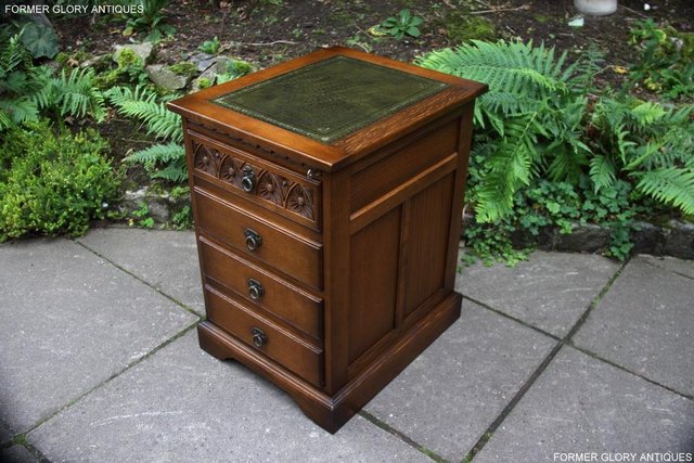 Image 2 of OLD CHARM LIGHT OAK DESK FILING CABINET WRITING TABLE STAND