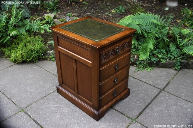 Image 3 of OLD CHARM LIGHT OAK DESK FILING CABINET WRITING TABLE STAND