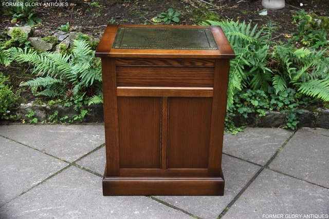 Image 10 of OLD CHARM LIGHT OAK DESK FILING CABINET WRITING TABLE STAND
