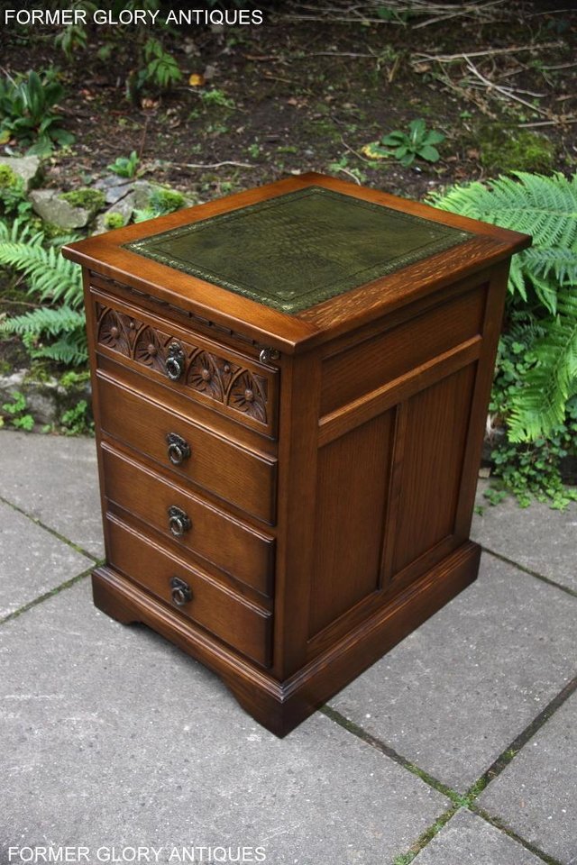 Image 12 of OLD CHARM LIGHT OAK DESK FILING CABINET WRITING TABLE STAND