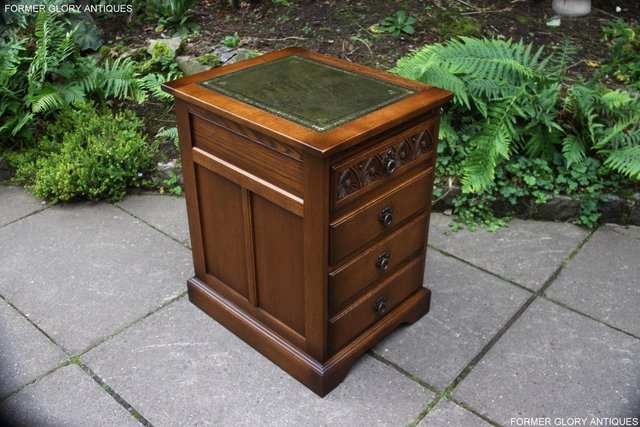 Image 18 of OLD CHARM LIGHT OAK DESK FILING CABINET WRITING TABLE STAND