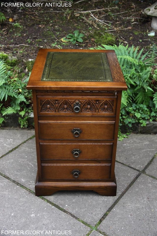 Image 19 of OLD CHARM LIGHT OAK DESK FILING CABINET WRITING TABLE STAND
