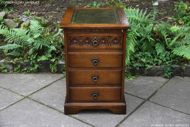 Image 26 of OLD CHARM LIGHT OAK DESK FILING CABINET WRITING TABLE STAND