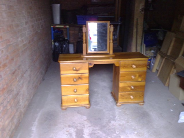 Preview of the first image of Bespoke Pine Dressing Table With Mirror.