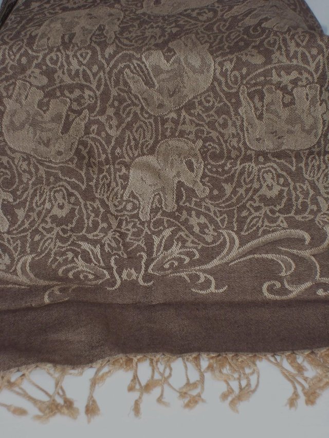 Preview of the first image of Elephant Cashmere Pashmina Scarf – NEW WITH TAGS.