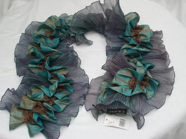 Preview of the first image of TIE RACK FRANGI Ruffle Scarf - NEW WITH TAGS.