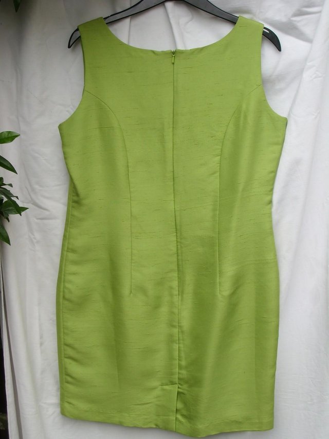 Image 2 of ART OF SILK Lime Green Silk Mini Dress – Size 8