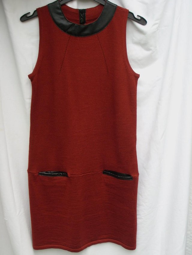 Preview of the first image of CHERRY DESIGN Brick Red Tunic Dress – Size 10.
