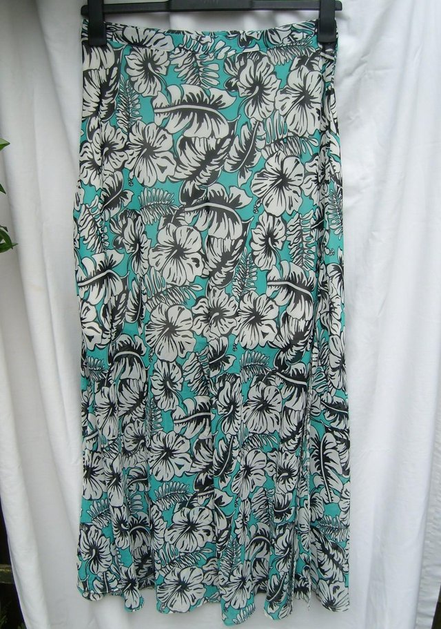 Image 2 of PAPAYA WEEKEND Turquoise Print Maxi Skirt – Size 10 NEW