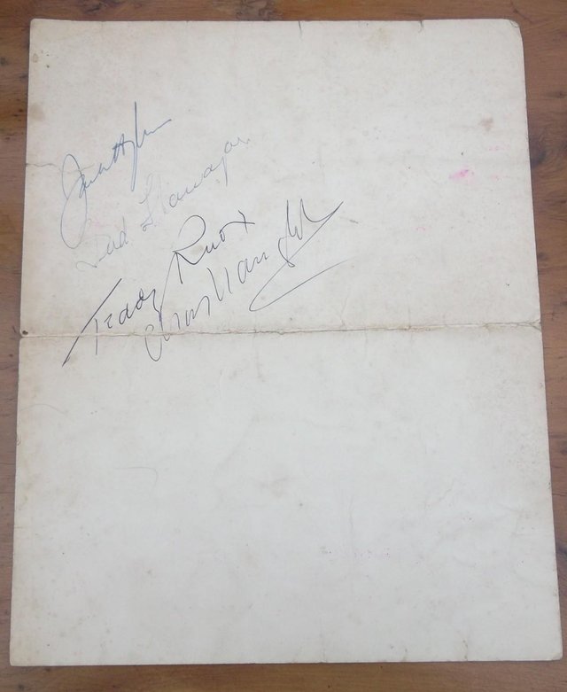 Preview of the first image of Hotel Menu Autographed by Crazy Gang - 1954.
