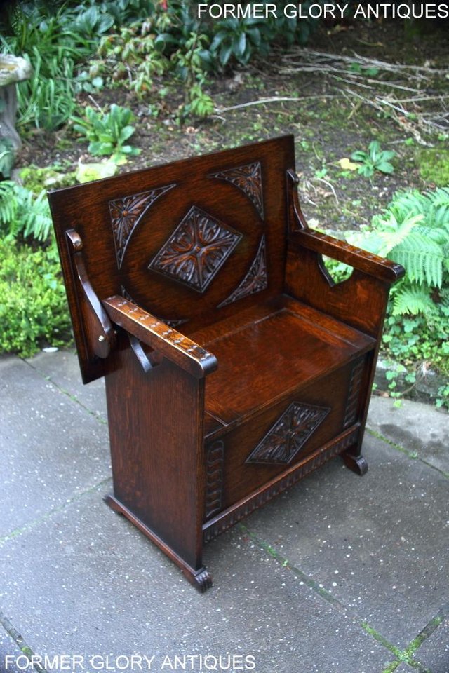 Image 18 of CARVED OAK MONKS BENCH BOX SETTLE ARMCHAIR STAND PEW CHEST
