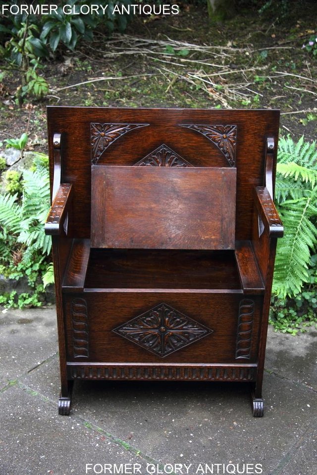 Image 22 of CARVED OAK MONKS BENCH BOX SETTLE ARMCHAIR STAND PEW CHEST
