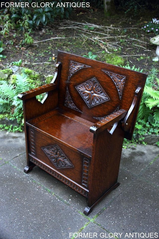 Image 29 of CARVED OAK MONKS BENCH BOX SETTLE ARMCHAIR STAND PEW CHEST