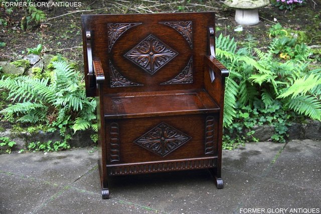 Image 34 of CARVED OAK MONKS BENCH BOX SETTLE ARMCHAIR STAND PEW CHEST