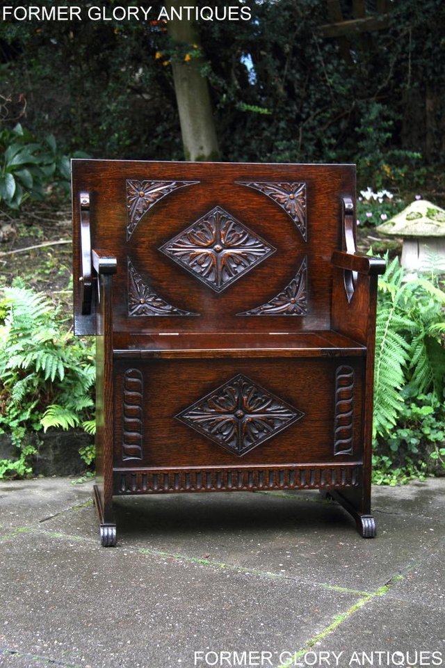Image 43 of CARVED OAK MONKS BENCH BOX SETTLE ARMCHAIR STAND PEW CHEST