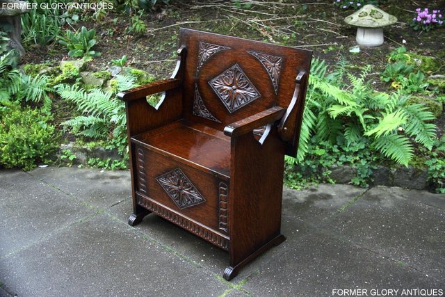 Image 44 of CARVED OAK MONKS BENCH BOX SETTLE ARMCHAIR STAND PEW CHEST