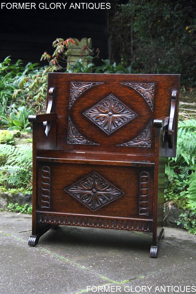 Image 51 of CARVED OAK MONKS BENCH BOX SETTLE ARMCHAIR STAND PEW CHEST