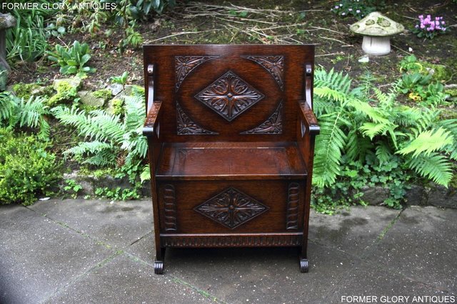Image 54 of CARVED OAK MONKS BENCH BOX SETTLE ARMCHAIR STAND PEW CHEST