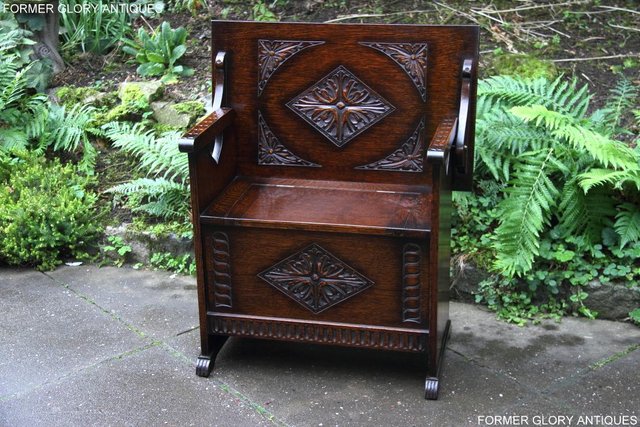 Image 57 of CARVED OAK MONKS BENCH BOX SETTLE ARMCHAIR STAND PEW CHEST