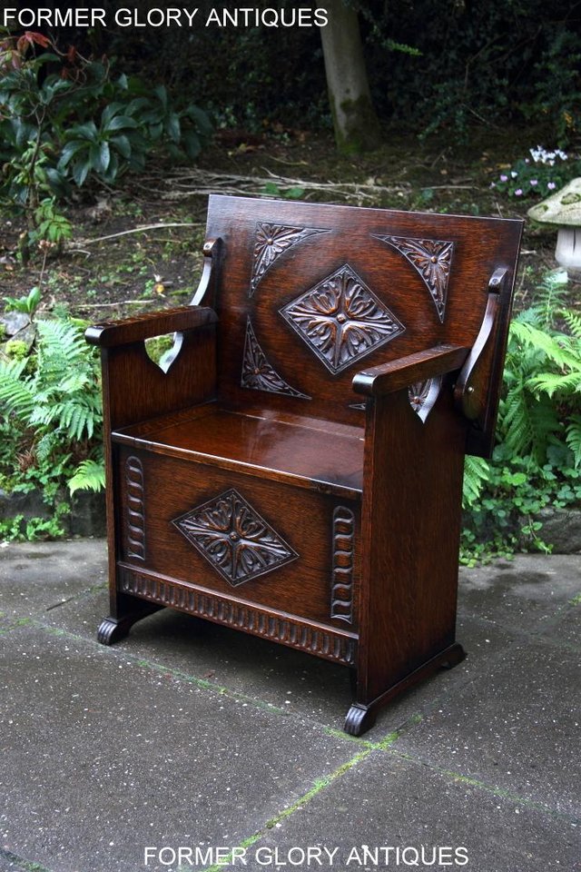Image 68 of CARVED OAK MONKS BENCH BOX SETTLE ARMCHAIR STAND PEW CHEST