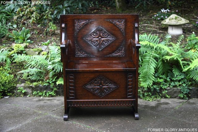 Image 73 of CARVED OAK MONKS BENCH BOX SETTLE ARMCHAIR STAND PEW CHEST