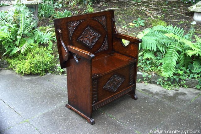 Image 76 of CARVED OAK MONKS BENCH BOX SETTLE ARMCHAIR STAND PEW CHEST